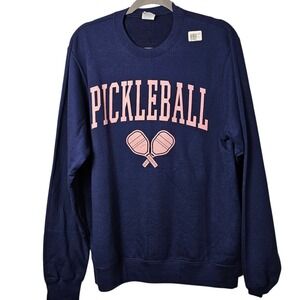 Port & Company Navy‎ Blue Pickleball Graphic Sweatshirt Pullover Long Sleeve Med